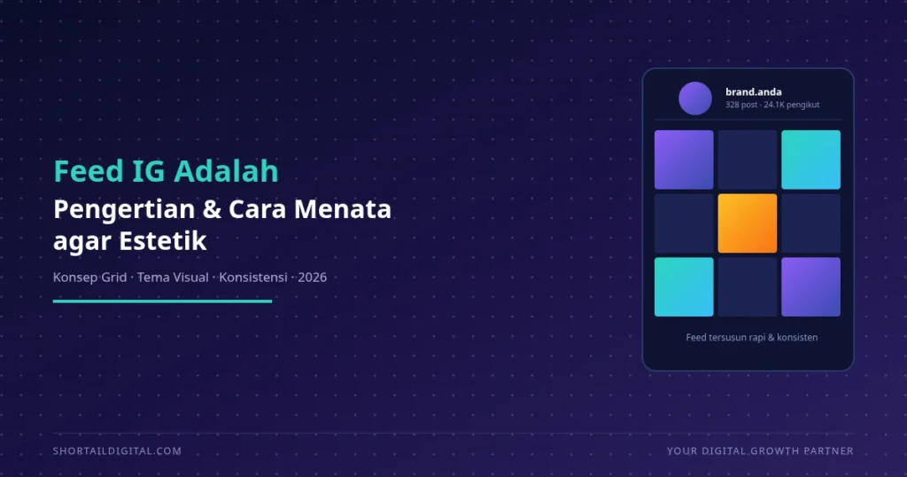 Ilustrasi tata letak feed Instagram yang estetik dan konsisten untuk branding bisnis