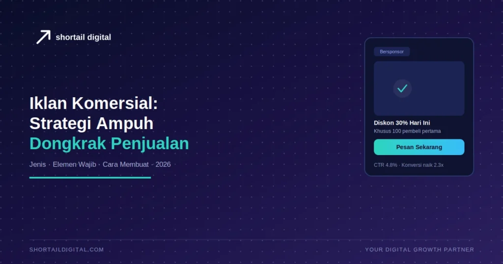 Ilustrasi kampanye iklan komersial digital dengan performa klik dan konversi tinggi