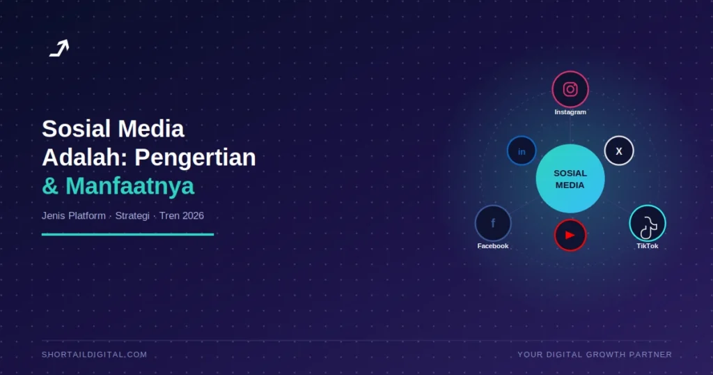 Ilustrasi berbagai platform sosial media yang terhubung untuk strategi digital marketing bisnis